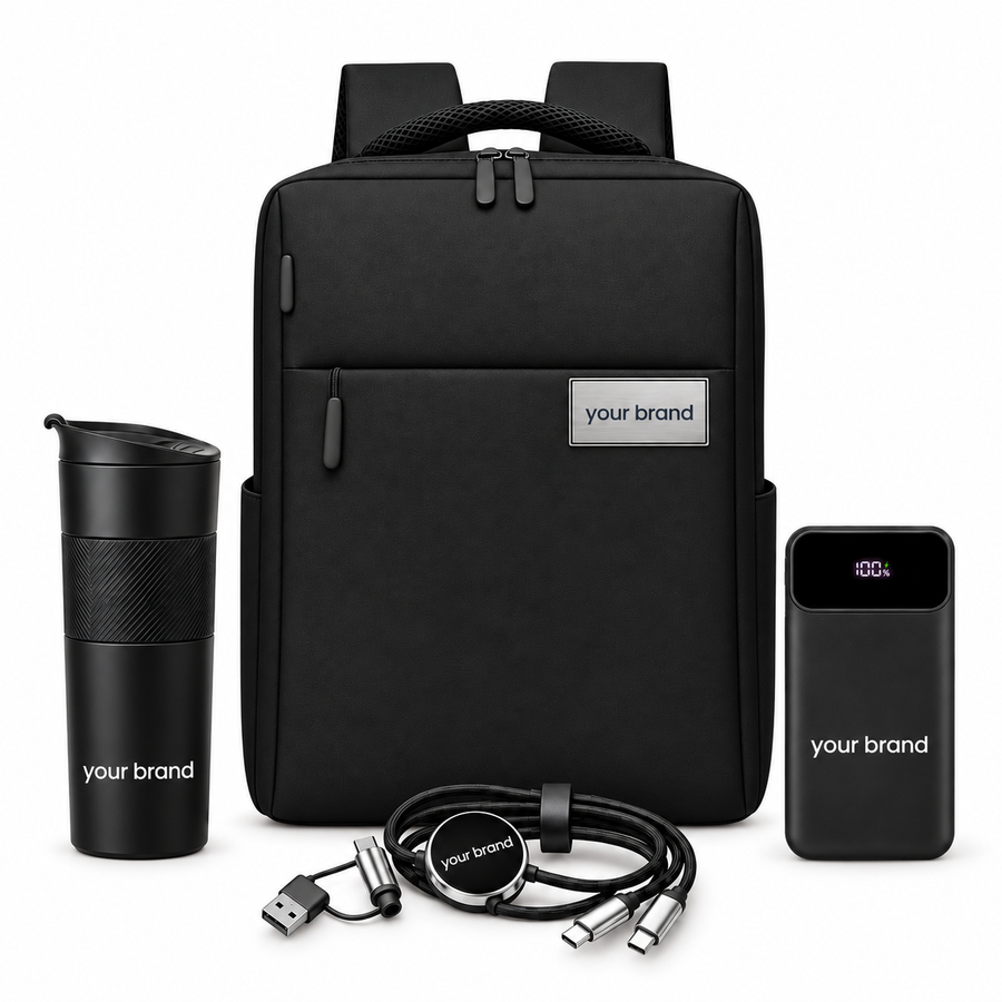 Personalized Backpack Gift Set, Custom Logo 18oz Tumbler and Power Bank, Branded Law Firm Welcome Kit, Employee Appreciation Gift